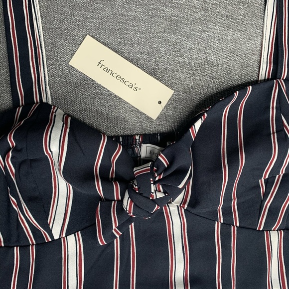 Navy Blue Stripe Crop Top - Picture 4 of 4